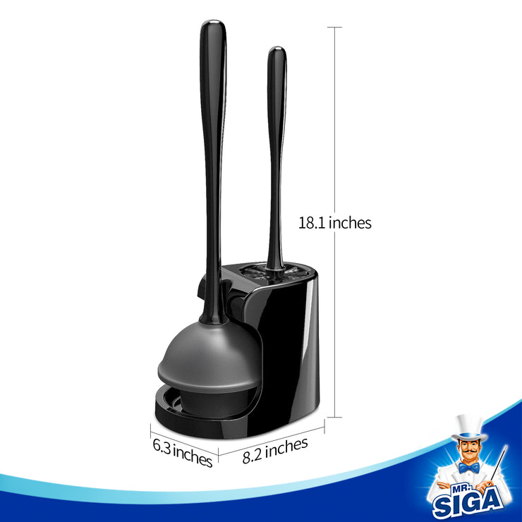 MR.SIGA Toilet Plunger and Bowl Brush Combo for Bathroom Cleaning, Black