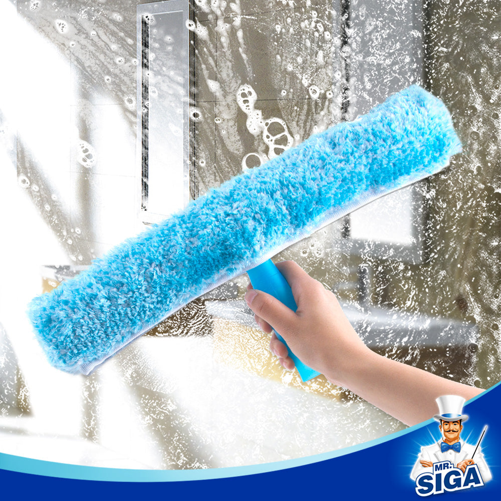 MR.SIGA Professional Window Cleaning Combo - Squeegee & Microfiber Window Scrubber, 14"