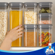 MR.SIGA 4 Pack Airtight Food Storage Container Set, BPA Free Kitchen Pantry Organization Canisters, One-Handed Airtight Cereal Flour Spaghetti Storage Containers, 2.1L / 72oz, Gray