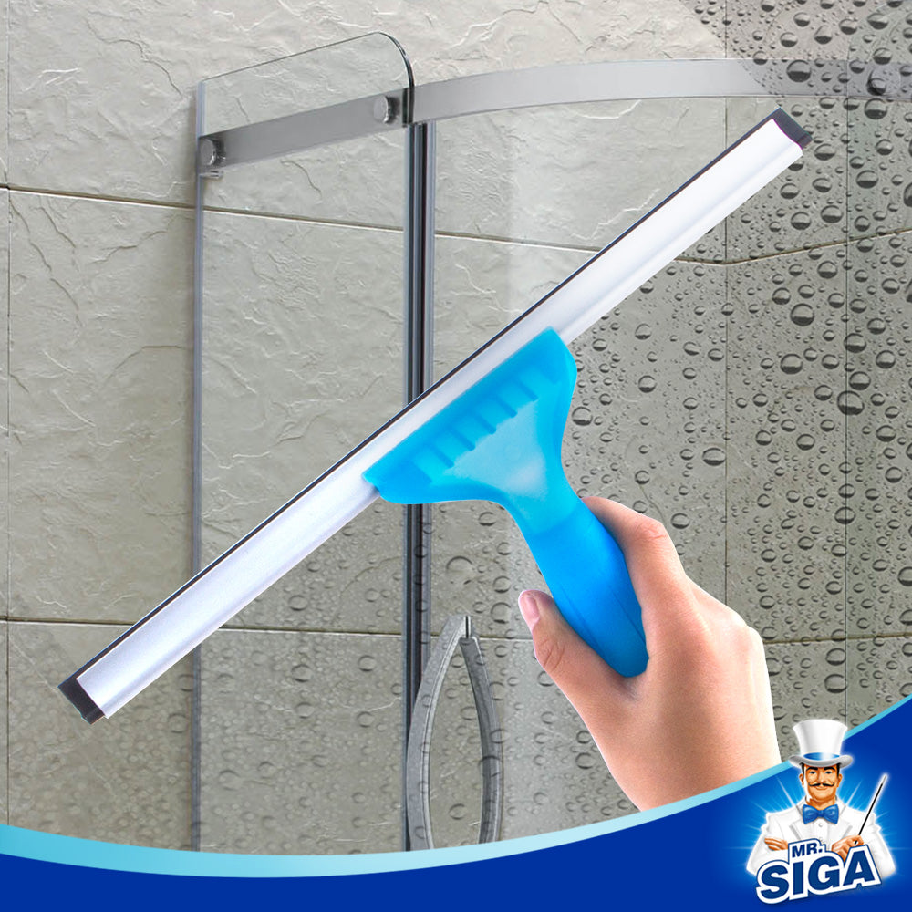 MR.SIGA Professional Window Cleaning Combo - Squeegee & Microfiber Window Scrubber, 14"