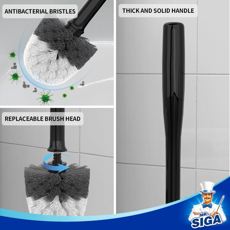 MR.SIGA Toilet Bowl Brush and Holder, with Solid Handle and Durable Bristles