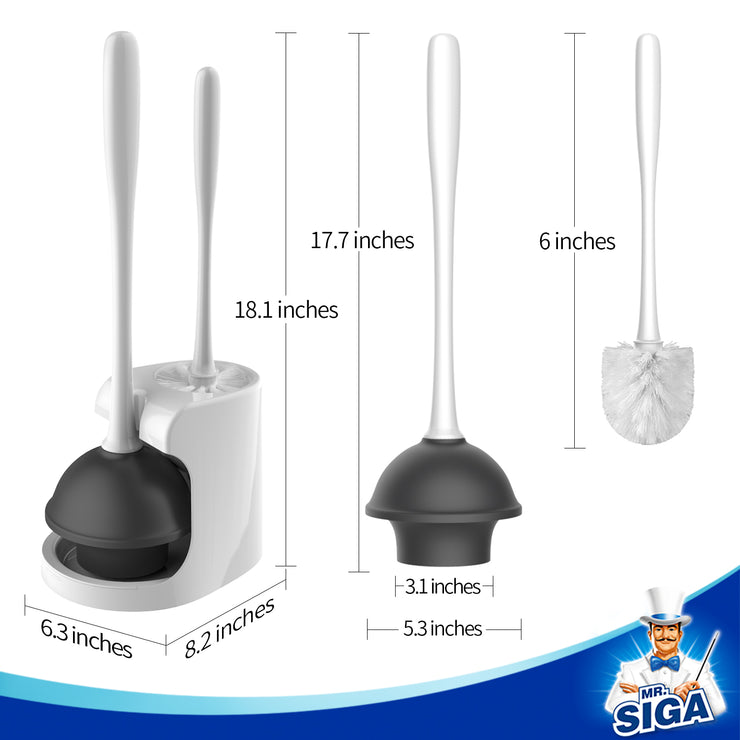 MR.SIGA Toilet Plunger and Bowl Brush Combo for Bathroom