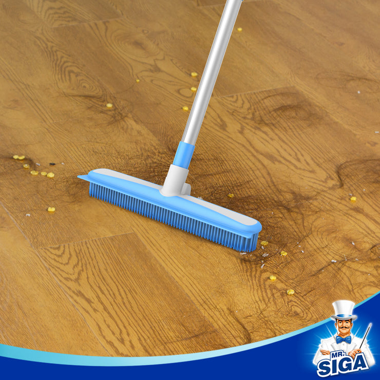 MR.SIGA Soft Bristle Rubber Broom and Squeegee with Telescopic Handle- 12.4" Width 4