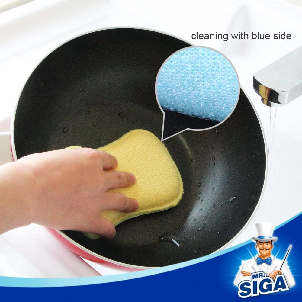 MR.SIGA Dual Action Scrubbing Sponge, Pack of 6