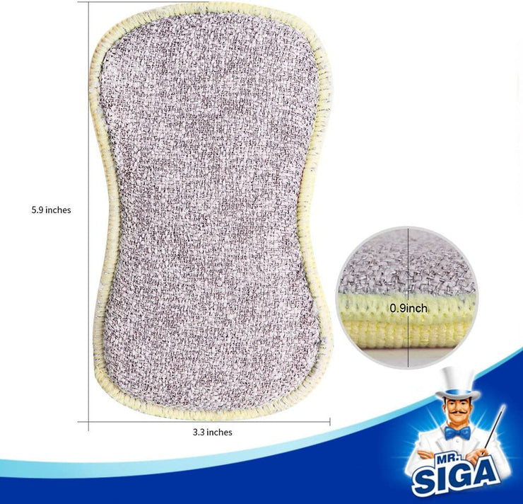 MR.SIGA Dual Action Scrubbing Sponge, Pack of 6