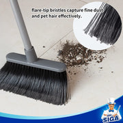 MR.SIGA Broom and Dustpan Set with Long Handle, Upright Broom and Dustpan Combo for Floor Cleaning, Lobby Broom with Adjustable Handle