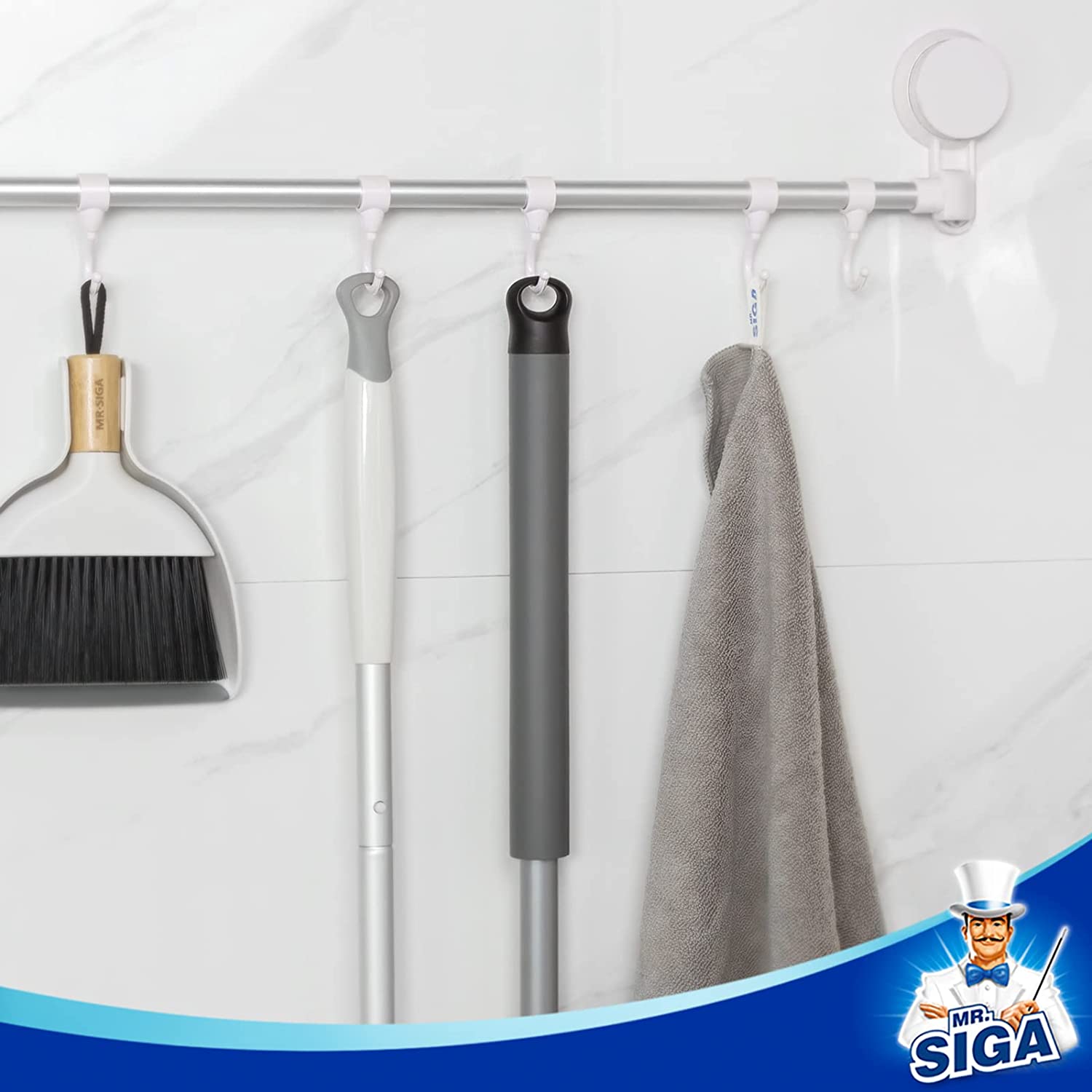 MR.SIGA Heavy Duty Grout Scrub Brush with Long Handle, Shower Floor Scrubber for Cleaning, Tile Scrub Brush with Stiff Bristles