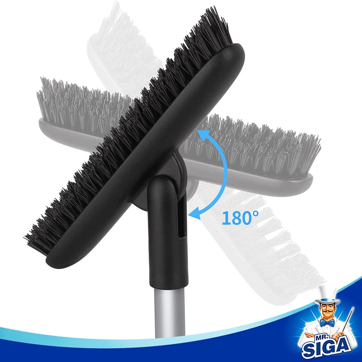 MR.SIGA Heavy Duty Grout Scrub Brush with Long Handle, Shower Floor Sc