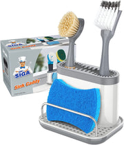 MR.SIGA Sink Caddy, Kitchen Sink Organizer Sponge Brush Holder with Drip Tray