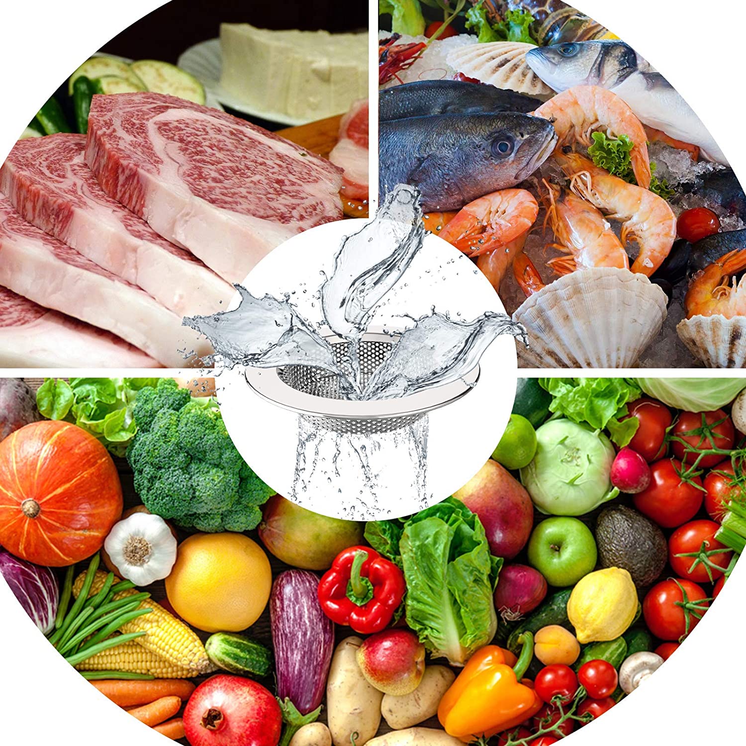 MR.SIGA Kitchen Sink Strainer, Stainless Steel Sink Drain Strainer, Dishwasher Safe, Outer Diameter 4.4 inch/11.2cm, Inner Diameter 3 inch/7.6cm, Pack of 3