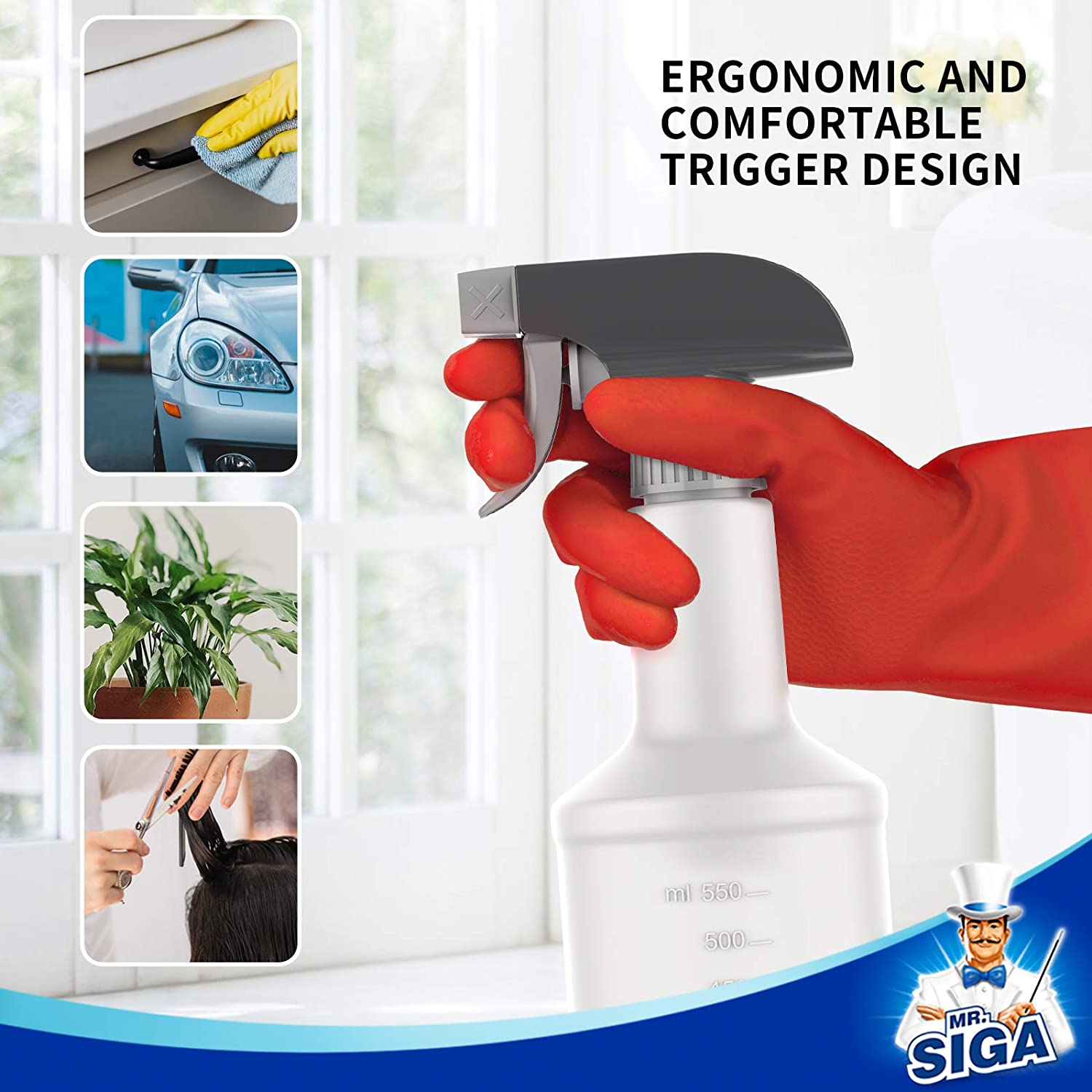 MR.SIGA Window Cleaning Kit with Storage Caddy, Professional Window Washing Equipment, Multi-Purpose Household Cleaning Supplies Kit