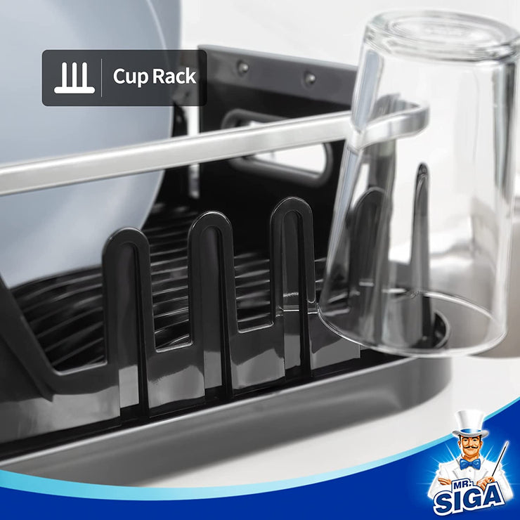 MR.SIGA Dish Drying Rack for Kitchen Counter, Compact Dish Drainer wit