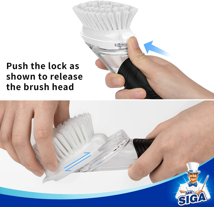 Heavy Duty Soap Dispensing Plastic Dish Brush with No Slip Grip