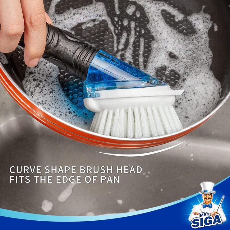 MR.SIGA Pot and Pan Cleaning Brush Dish Brush for Kitchen Pack of 2