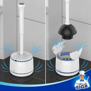 MR.SIGA Toilet Plunger with Holder, Heavy Duty Toilet Plunger and Holder Combo, White