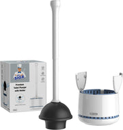 MR.SIGA Toilet Plunger with Holder, Heavy Duty Toilet Plunger and Holder Combo, White
