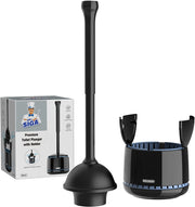 MR.SIGA Toilet Plunger with Holder, Heavy Duty Toilet Plunger and Holder Combo, Black