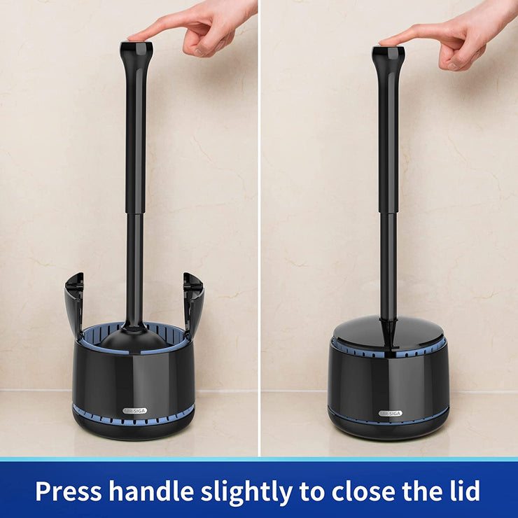 MR.SIGA Toilet Plunger with Holder, Heavy Duty Toilet Plunger and Holder Combo, Black