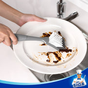 MR.SIGA Dish Brush with Non Slip Handle Built-in Scraper, Pack of 2
