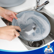 MR.SIGA Dish Brush with Non Slip Handle Built-in Scraper, Pack of 2