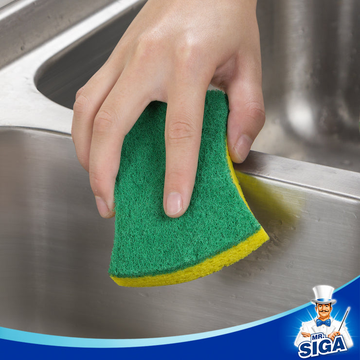 MR.SIGA Dual-Sided Dishwashing Heavy Duty Cellulose Scrub Sponge for Kitchen, Pack of 12