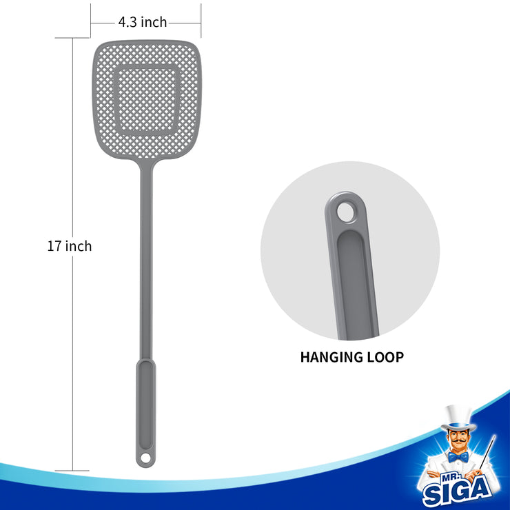 MR.SIGA Heavy Duty Long Handle Fly Swatter, Pack of 6