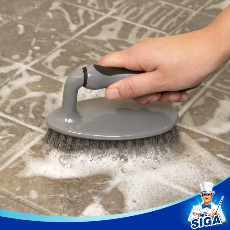 MR.SIGA Heavy Duty Scrub Brush with Comfortable Grip, for Bathroom, Shower, Sink, Floor, Pack of 2
