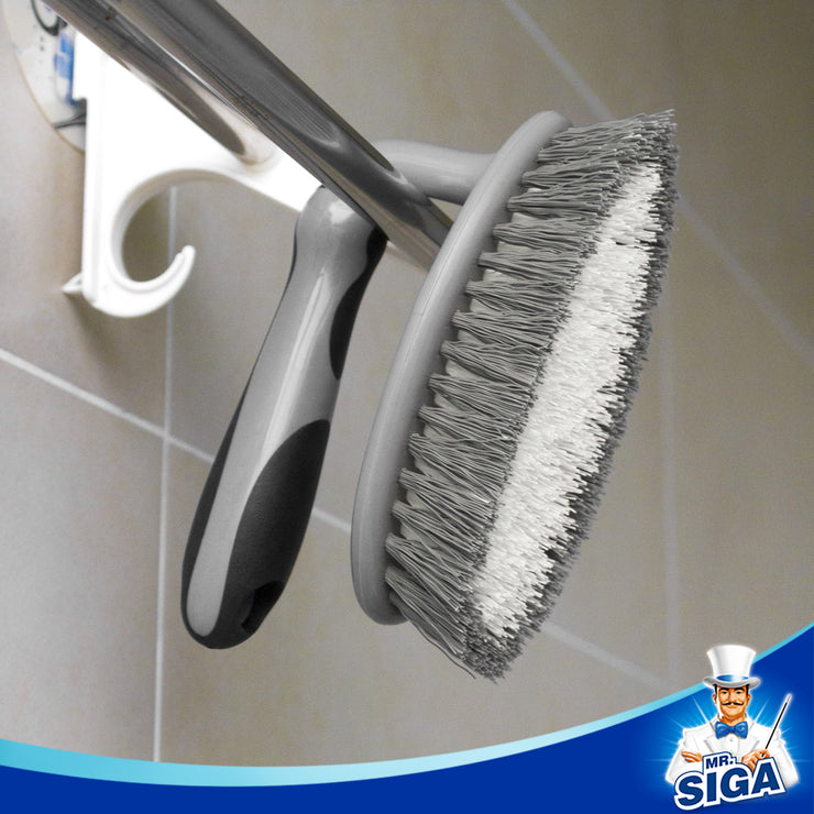 MR.SIGA Heavy Duty Scrub Brush with Comfortable Grip, for Bathroom, Shower, Sink, Floor, Pack of 2