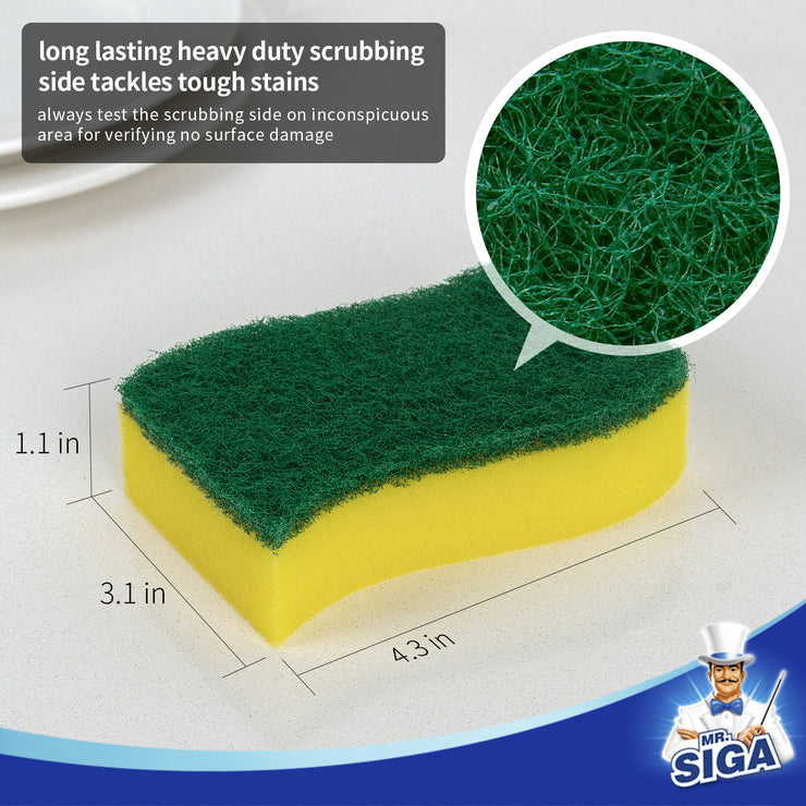 MR.SIGA Heavy Duty Scrub Sponge, Pack of 24