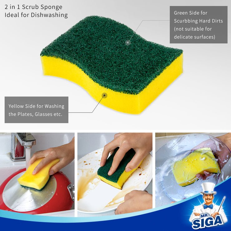 MR.SIGA Heavy Duty Scrub Sponge, Pack of 6