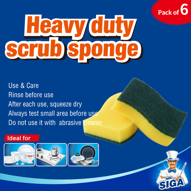 MR.SIGA Heavy Duty Scrub Sponge, Pack of 6