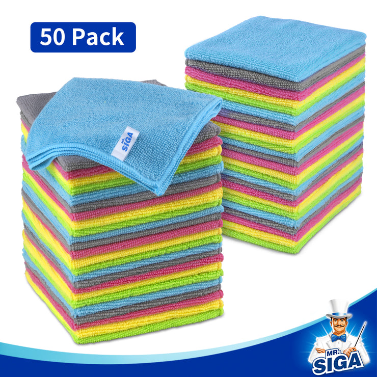 MR.SIGA Microfiber Cleaning Cloth, All-Purpose Cleaning Towels, Pack of 50