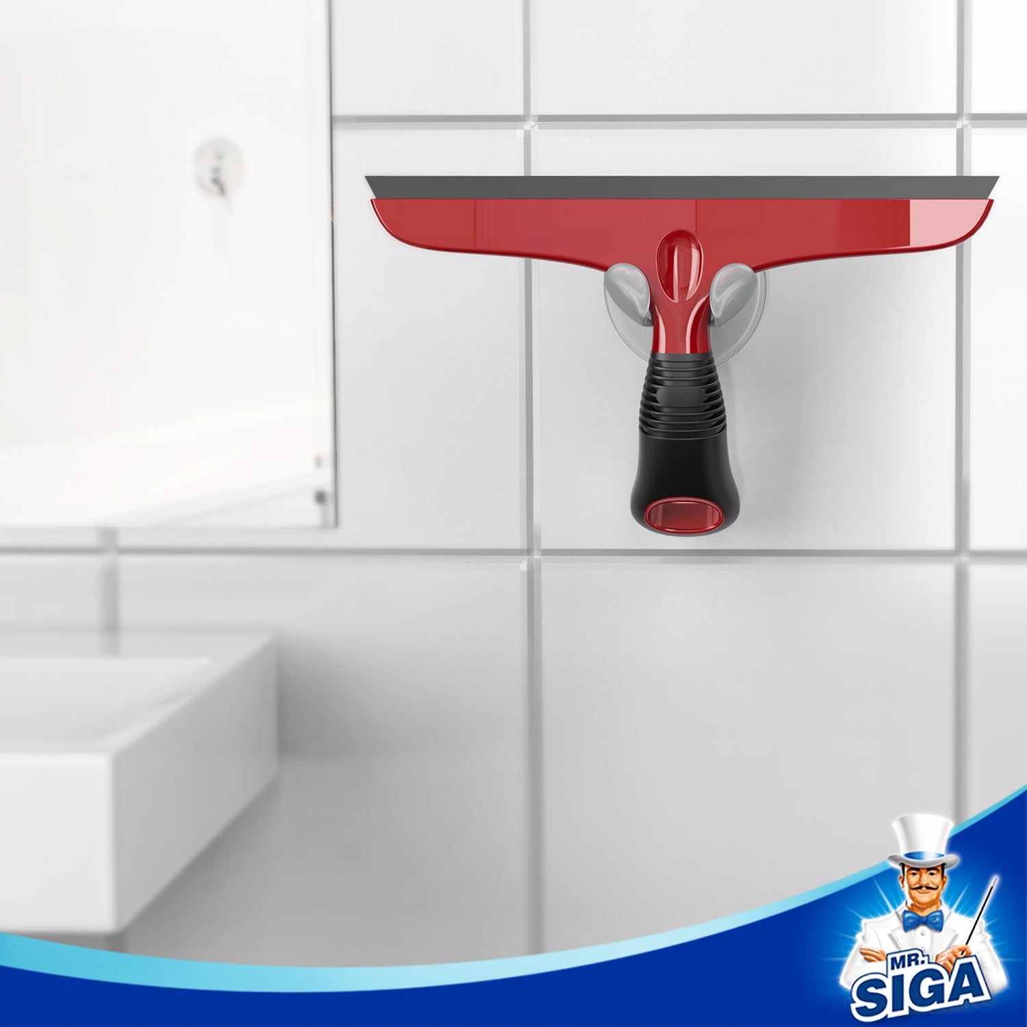 MR.SIGA Multi-Purpose Silicon Squeegee for Window, Glass, Shower Door, Car Windshield, Includes Suction Hook
