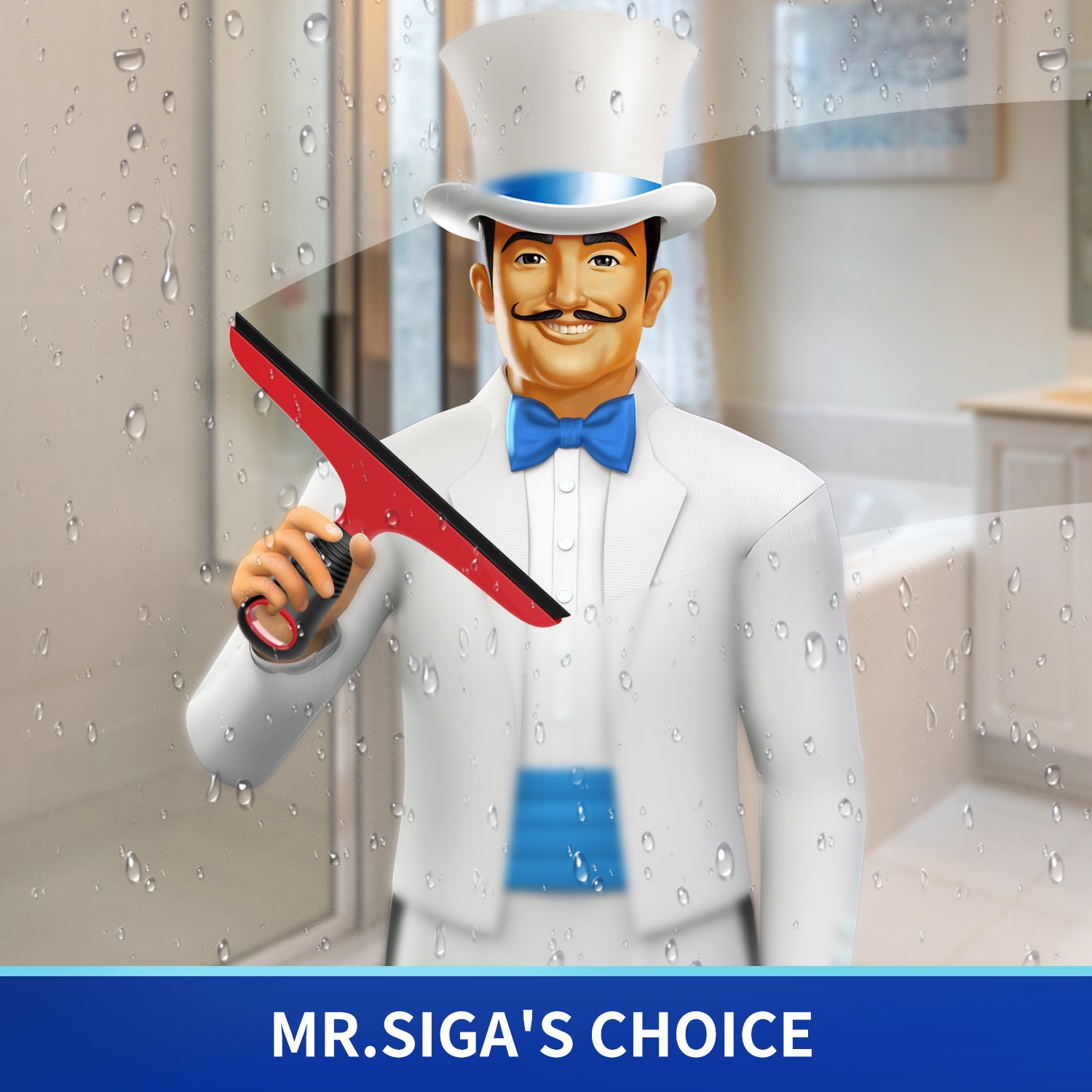 MR.SIGA Multi-Purpose Silicon Squeegee for Window, Glass, Shower Door, Car Windshield, Includes Suction Hook
