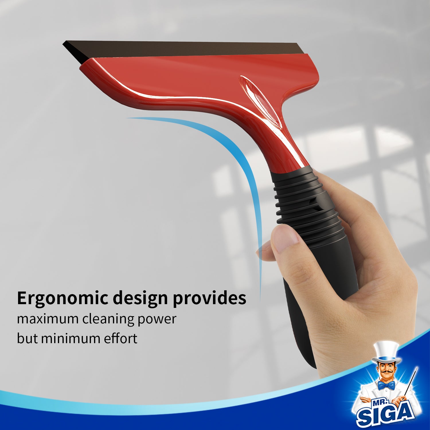 MR.SIGA Multi-Purpose Silicon Squeegee for Window, Glass, Shower Door, Car Windshield, Includes Suction Hook