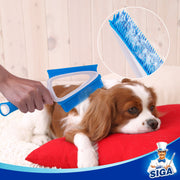 MR.SIGA Soft Bristle Brush/Scrubber with Dustpan, Blue & White,1 Set