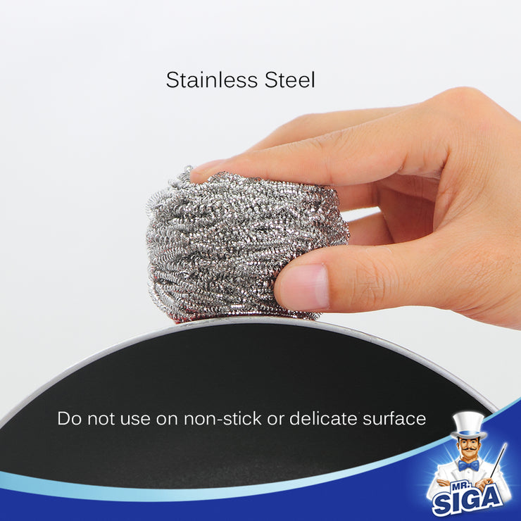 MR.SIGA Stainless Steel Scourer,Pack of 12