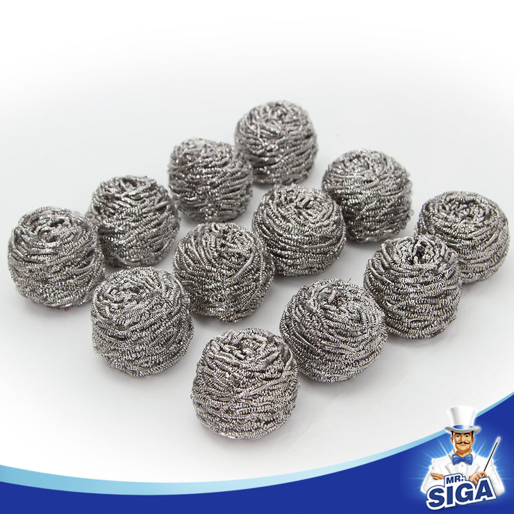 MR.SIGA Stainless Steel Scourer,Pack of 12