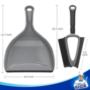MR.SIGA Soft Bristle Brush/Scrubber with Dustpan, Grey ,1 Set