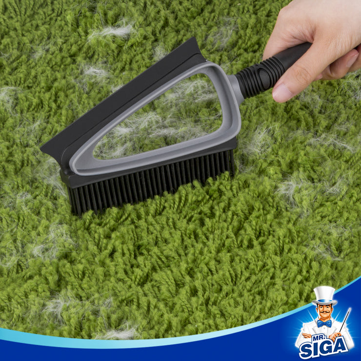 MR.SIGA Soft Bristle Brush/Scrubber with Dustpan, Grey ,1 Set