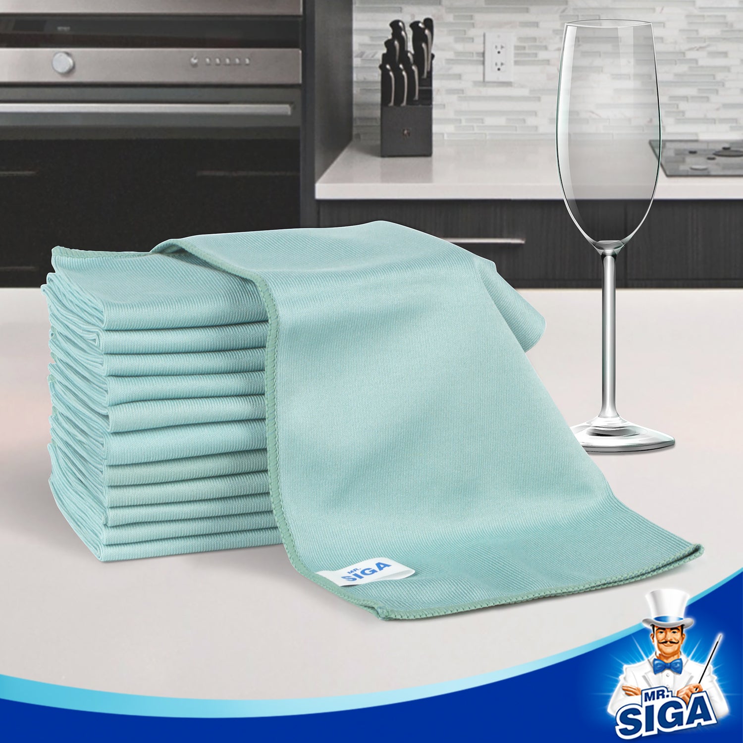 MR.SIGA Ultra Fine Microfiber Cloths for Glass, Pack of 6, 35 x 40 cm 13.7" x 15.7"