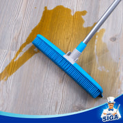MR.SIGA Soft Bristle Rubber Broom and Squeegee with Telescopic Handle- 12.4" Width 1