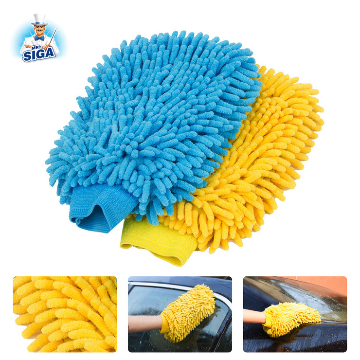  [2 Pack] Car Wash Mitts - Double Sided, Microfiber