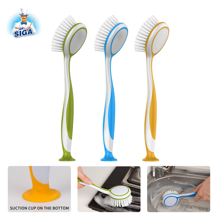 MR.SIGA Round Dish Brush, Size: Dia 5.5 x 25cm - Set of 3