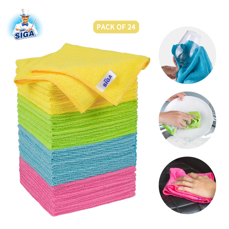 MR.SIGA Microfiber Cleaning Cloth Pack of 24 Size:12.6 x 12.6