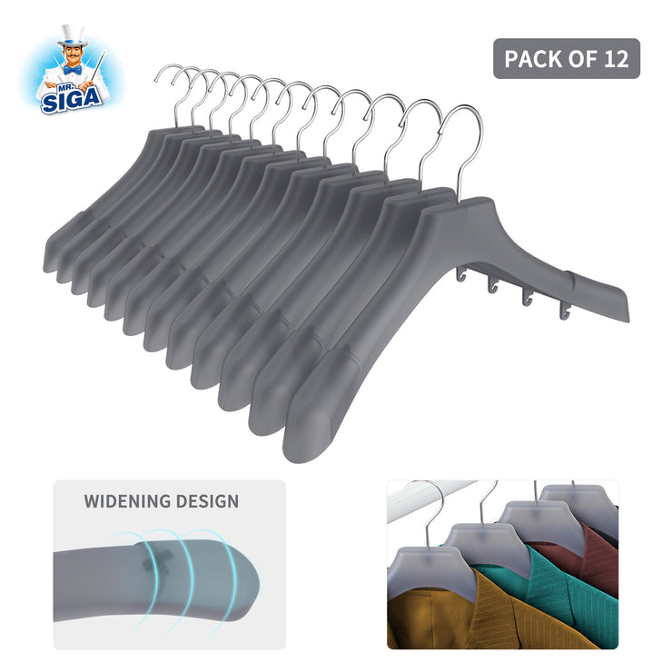 MR.SIGA Plastic Extra Wide Suit Hangers, Pack of 12
