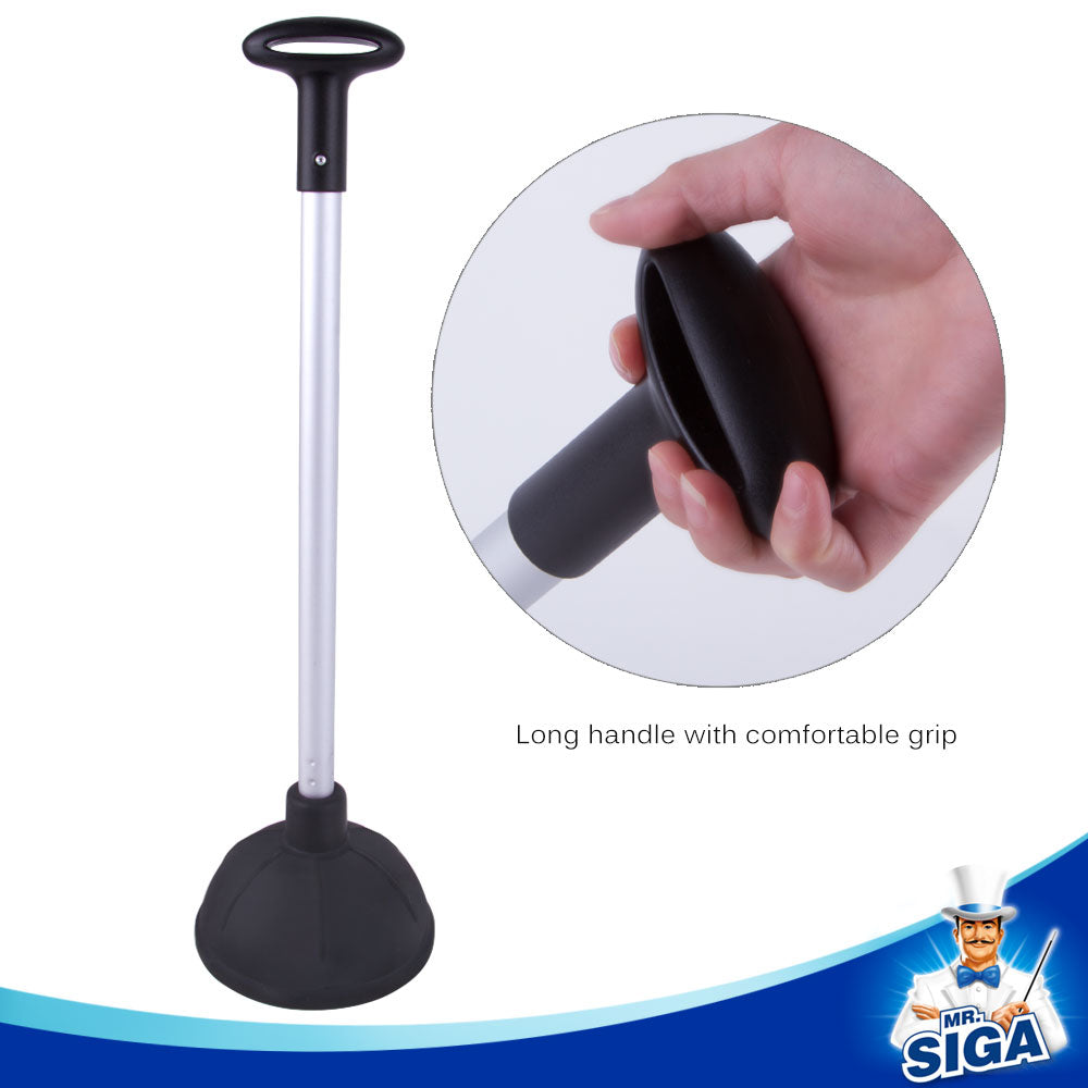MR.SIGA 2 Way Rubber Toilet and Drain Plunger, Aluminium Handle