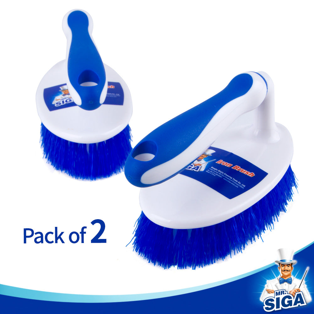 MR.SIGA Heavy Duty Scrub Brush with Comfortable Grip, for Bathroom, Shower, Sink, Floor, Pack of 2