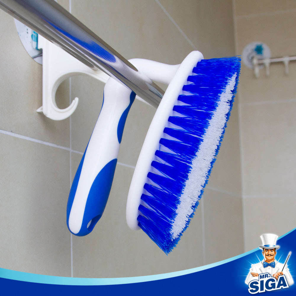 MR.SIGA Heavy Duty Scrub Brush with Comfortable Grip, for Bathroom, Shower, Sink, Floor, Pack of 2