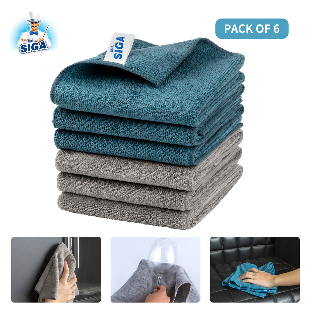 MR.SIGA Microfiber Cleaning Cloth for Kitchen, Household & Car Cleaning,  Pack of 12, Size: 12.6 x 12.6 